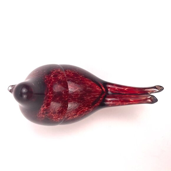 Hand Blown Art Glass Bird Figurine Red Speckled Murano Style Studio Art Glass - Picture 7 of 10